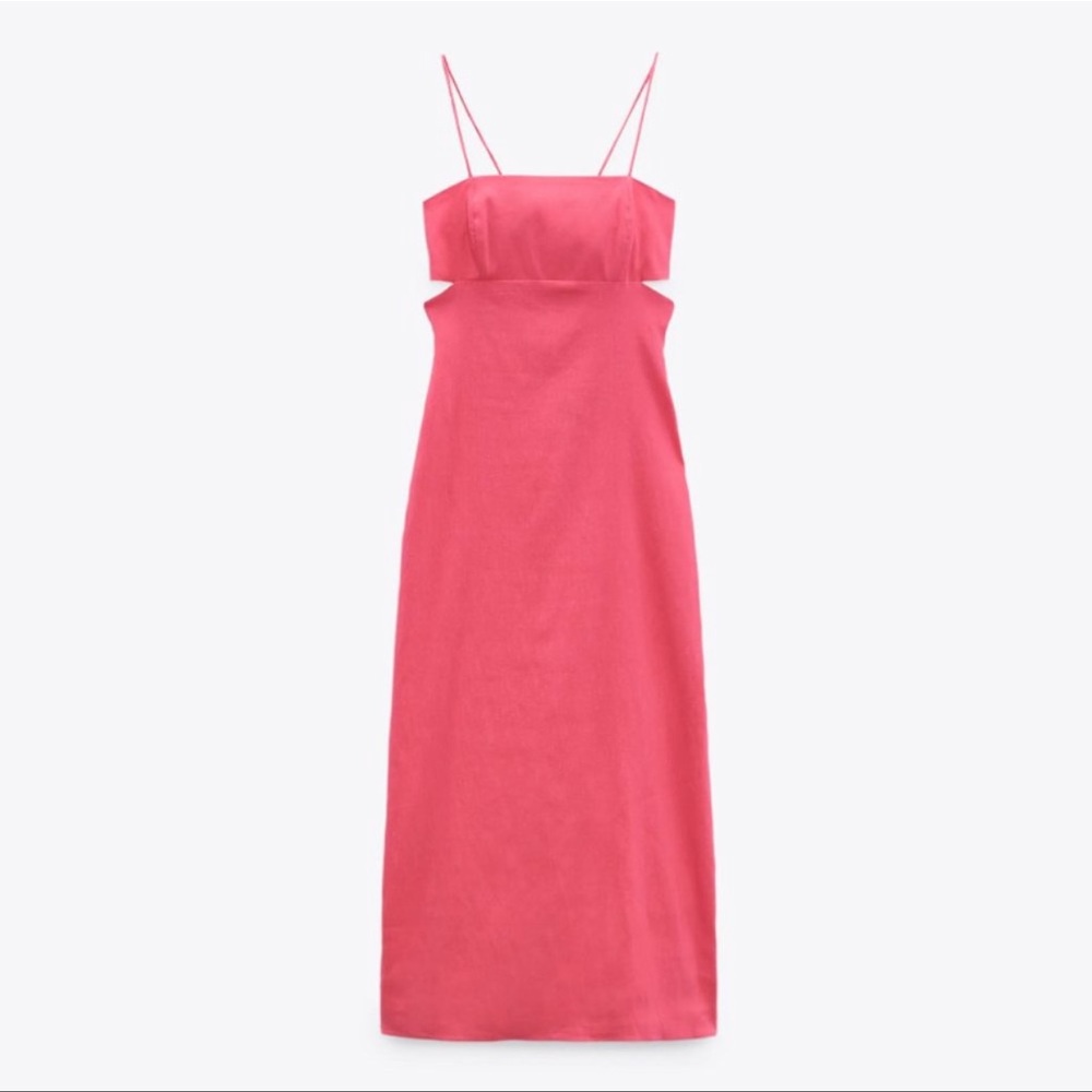 NWT Pink ZARA Midi Dress with Cross Back size Large